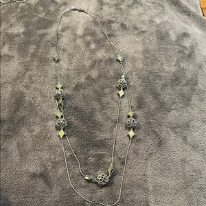 Charming Charlie Silver Multi-Strand Necklace with Lime Accents
